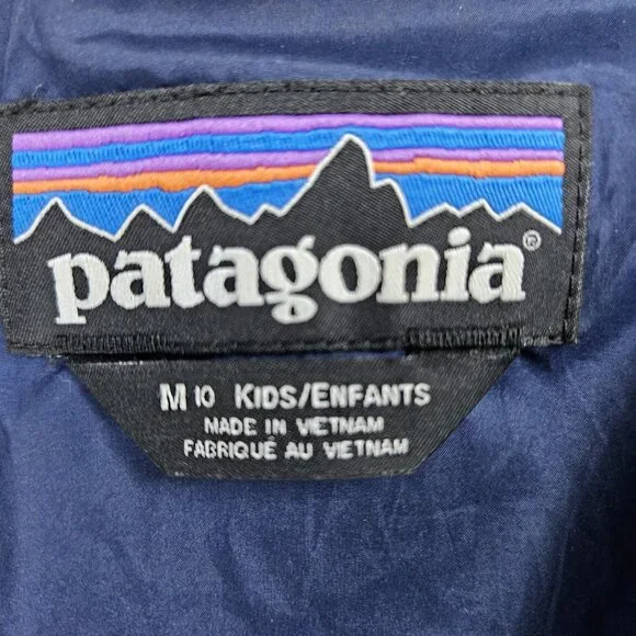 Patagonia Blue PrimaLoft Full Zip Insulated Zip Pockets Puffer Jacket Kids 10 M - Picture 3 of 16